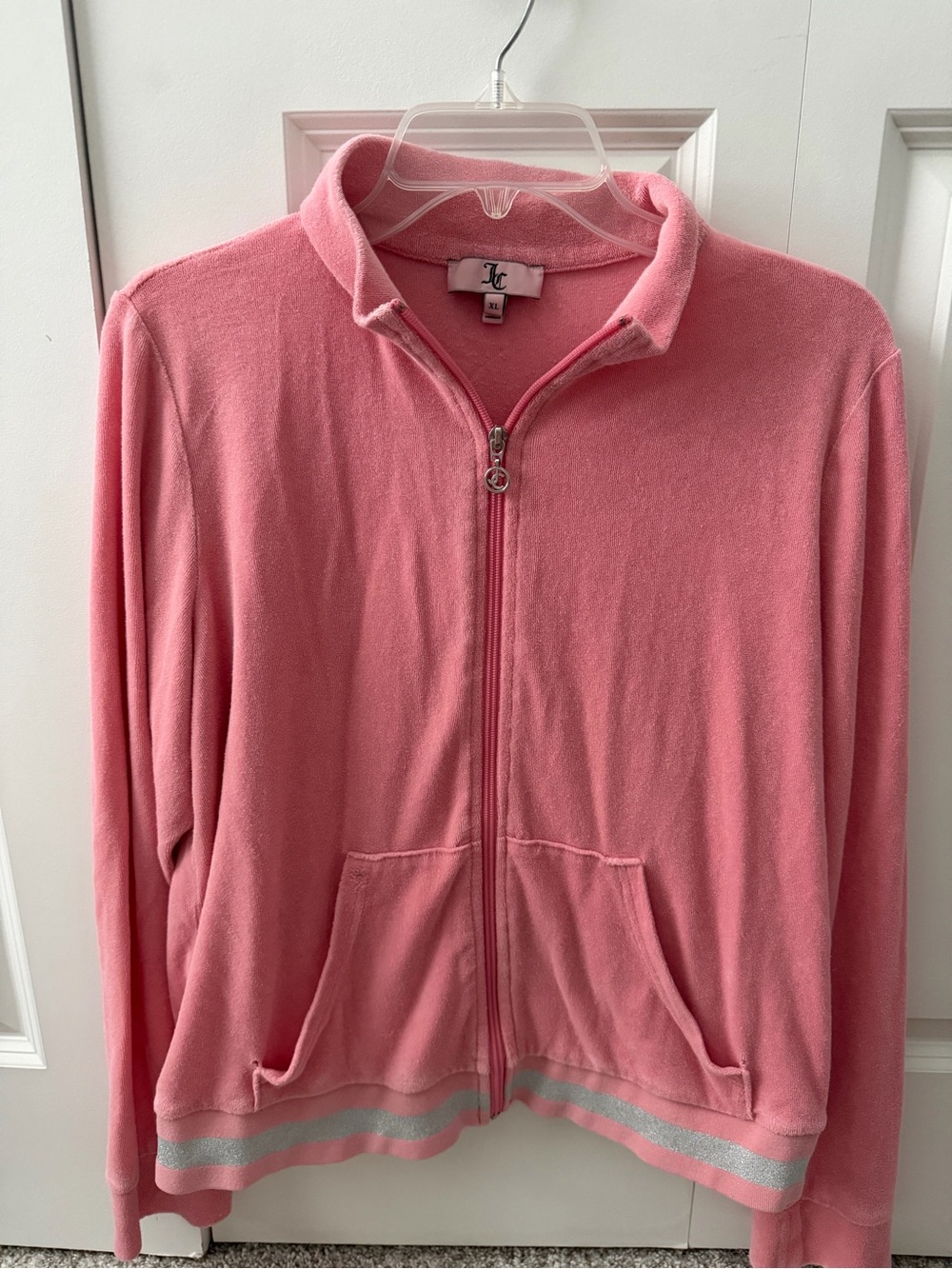 Vintage Y2K Juicy Couture Pink Velour Track Jacket Barbiecore